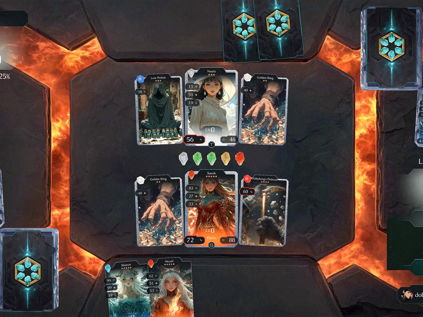 Card battle on the lava board
