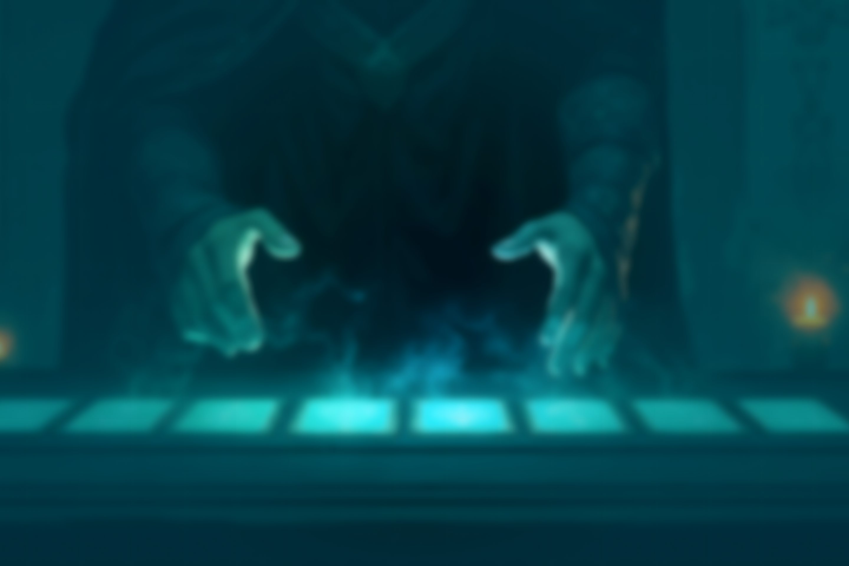 Hands summoning a card over the battle table