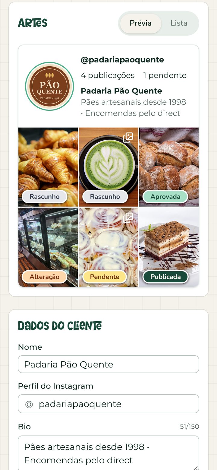Client feed preview on mobile