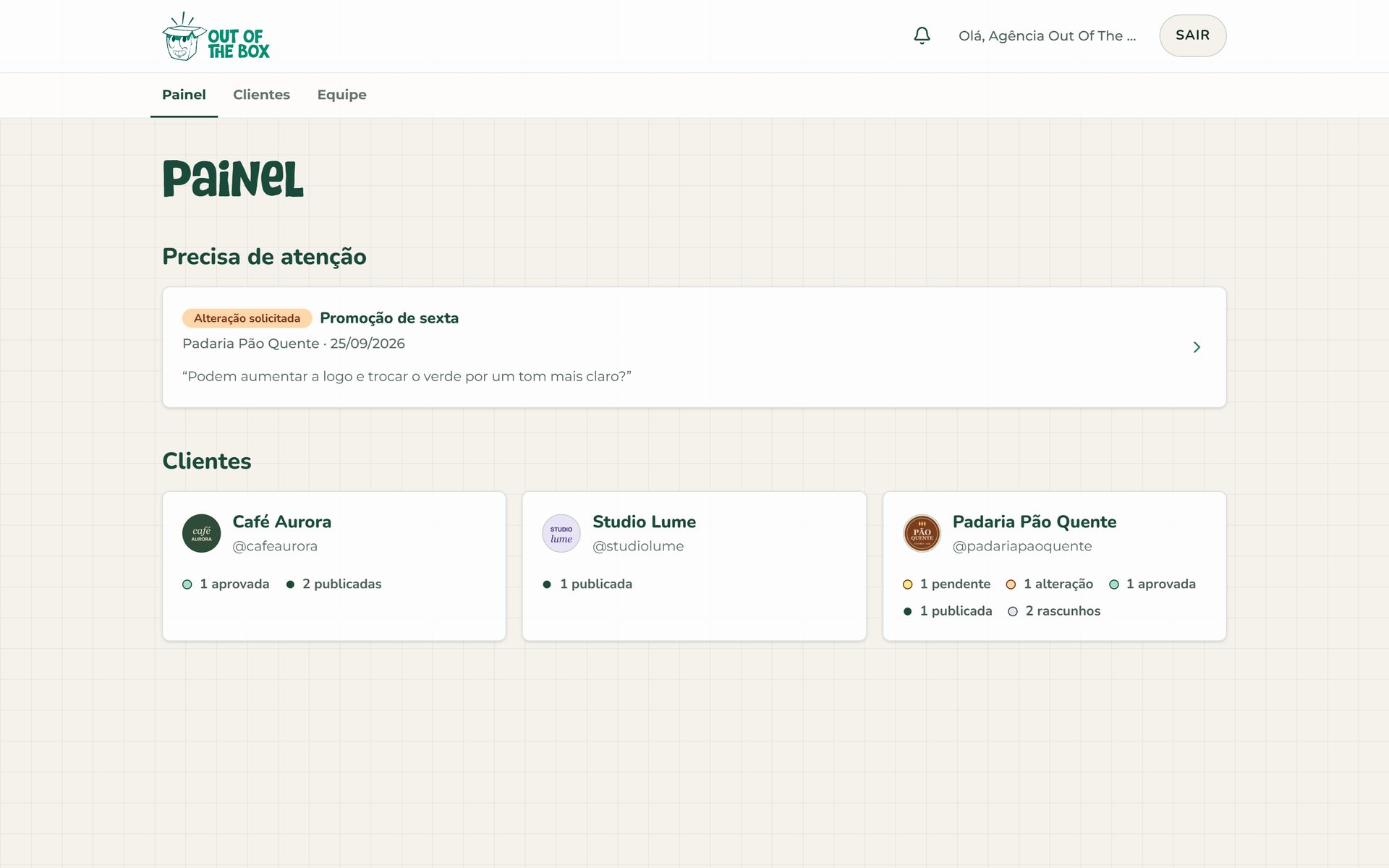 Agency dashboard with items that need attention